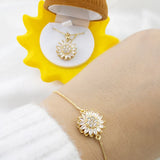 Box Premium Girasol: Set 4 en 1 Collar + Aretes  + Pulsera + Anillo Girasol Giratorio + Sorpresa